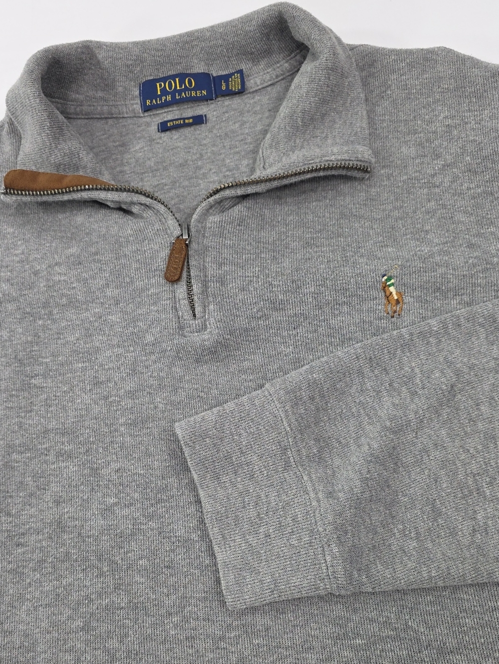 Polo by Ralph Lauren Heather Gray Quarter-Zip Long Sleeve Pullover Mens Sz Large